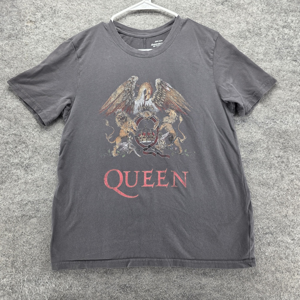 Queen Shirt Mens Small Gray Abercrombie & Fitch Crest Graphic Rock Band Tee